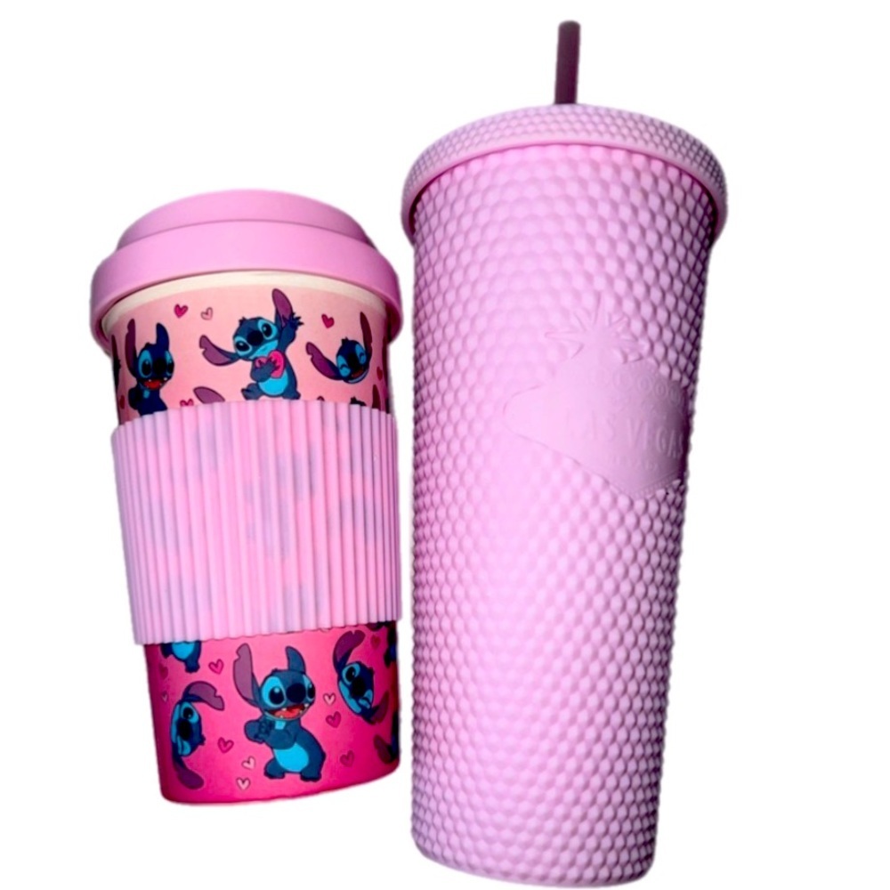 Pinklicious Bundle of 2 Pink cups “Las Vegas “ and “Stich” , new